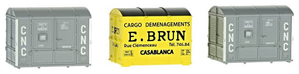 REE Modeles XB-057 - 3 CONTAINERS FRAMES 1 x Aérosudest BROWN, 2 x OCEM a2b CNC